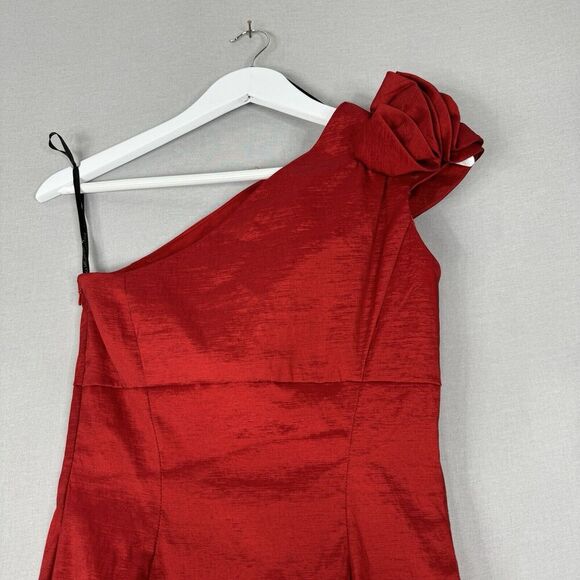 Vintage Jessica McClintock Womens Dress 8 Ruffle One Shoulder Holiday Gown Gala - Picture 9 of 13